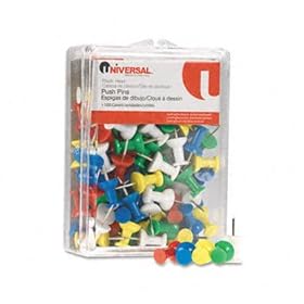 Universal 31310 - Colored Push Pins, Plastic, Rainbow, 3/8, 100/Pack-UNV31310