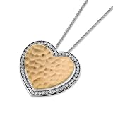 Search : 14K Two-Tone Hammered Finish Diamond Heart Pendant
