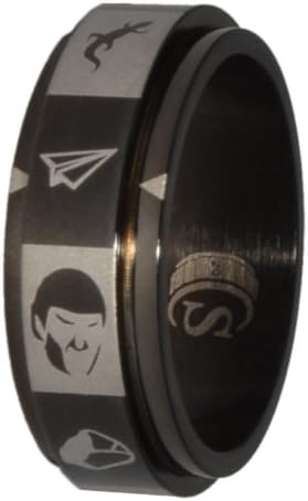 CritSuccess, Spinner Dice Ring, Stainless Steel (rRPSLS, Black, Steel Engraving, Ring Size 12)