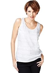 Pure Cotton Embroidered Zig Zag Shell Vest Top