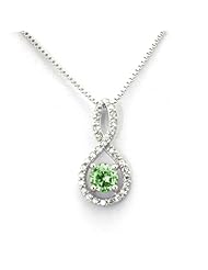 Sterling Silver Figure 8 Infinity Pendant w/ August 1.50ctw Peridot CZ Color Birthstone