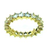 9ct Yellow Gold Ladies Aquamarine Full Eternity Ring Size Q Finger Sizes L To Z Available