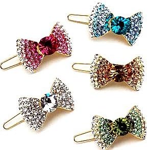 PURELY CHARMING 18KGP Barrette / Hair Bow with Handset Swarovski Crystals - Pink Sapphire