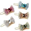 PURELY CHARMING 18KGP Barrette /Hair Clip with Handset Swarovski Crystal - Bow / Blue Sapphire