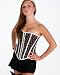 Victorian Sexy Strapless Black Cotton White Strip Contrasting Steel Boning Overbust Tight Lacing Corset Girdle Training Dress