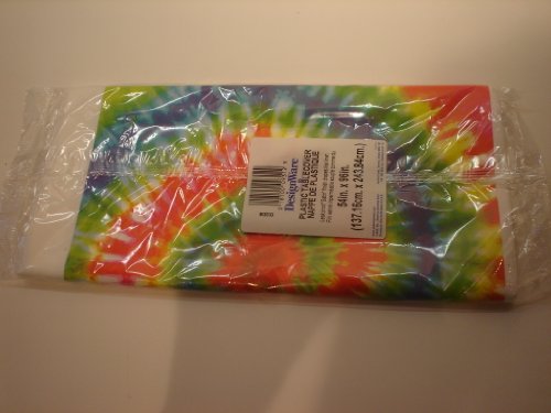 Woodstock Tie Dye Plastic Tablecover 54 in x 96 in Party Supply