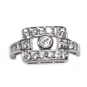 Just Give Me Jewels Sterling Silver Plated Antique Style Pave Cubic Zirconia Square Framed CZ Friendship Ring Size 6