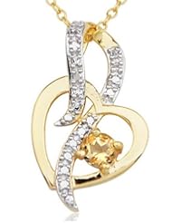 18k Gold Over Sterling Silver Citrine Suspended Heart Pendant