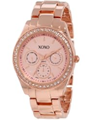XOXO Womens XO5502 Rhinestone Accented Rose Gold-Tone Bracelet Watch