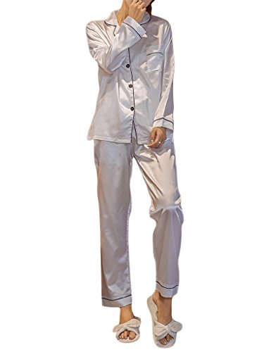 (ピンクピンク)PPIINNKK レディース 女性　シルクパジャマ　パジャマ シャツパジャマ 長袖 上下セット 絹　前開き　ルームウェア 部屋着　サテン　無地 純色