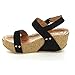 FOREVER FREYA-34 Women's Vamp Strap Sling Back Cork Platform Ankle Strap Sandals