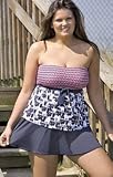Chiffon Cubism Two Piece Plus Size Bandeau Skirtini Swimsuit by Liz Claiborne - Plus Size Swimwear Plus Size Swimsuit