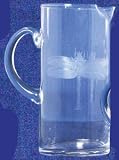 Individually Hand Etched Glass Dragonfly Cocktail Pitcher 8"H 48 oz