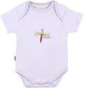 Kushies Unisex-Baby Newborn Chit Chat Organic Short Sleeve Bodysuit, Lilac, 1 Month