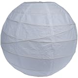 White Bamboo Globe Paper Ribbed Lightshade / Lampshade 35cm Dia