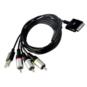 6Ft Black Composite AV Video/USB Cable for Apple iPod, iPhone, iPad