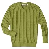 Tehama cable v-neck sweater keylime lg