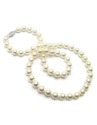 18" AA+ Akoya Cultured Pearl Necklace 7x7.5mm with 14K White Gold Clasp