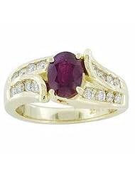 14K Yellow Gold Ruby and Diamond Ring -- LIFETIME WARRANTY