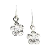 14K White Gold Cubic Zirconia Children's Daisy Floral Earrings