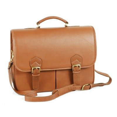Aston Leather Single Compartment Briefcase with Laptop Case 178-BC Color: Black