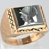 10K Yellow Gold Mens Intaglio Ring - OldCities Vintage Jewelry