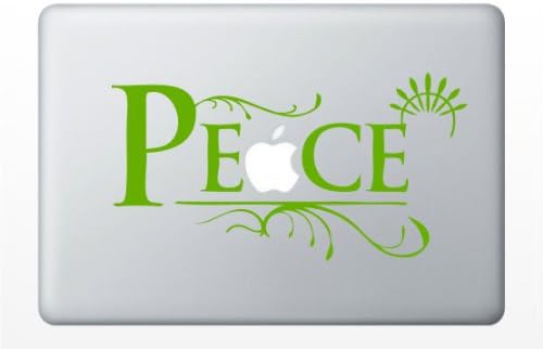 Peace Words Decal-Macbook Ipad Computer Accessory (Lime Green - Matte, 13" Laptop)