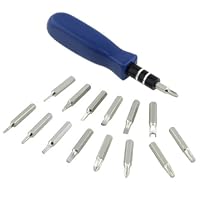 Magnetic Screwdriver Set w/ 15 bits Great for Cellphones, Computers, Gaming Devices Includes: T6, TORX®, PHILIPS, SLOTTED, SPANNER, TRI-WING®, BENT PRY TOOL, ROUND AWL, RESET PIN for Game Boy Advance, Nintendo Wii, DS Lite, NDS