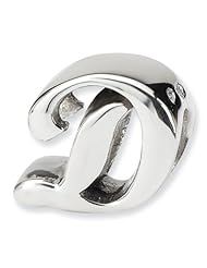 Sterling Silver s Letter D Script Bead by Reflection Beads, Best Quality Free Gift Box Satisfaction Guaranteed