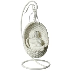 FIGUR ENGEL BABY NATHANIEL IM KORB SCHAUKEL WEISS
