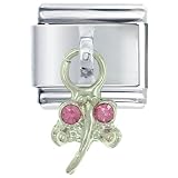 Dragonfly Pink Italian Charms Bracelet Link