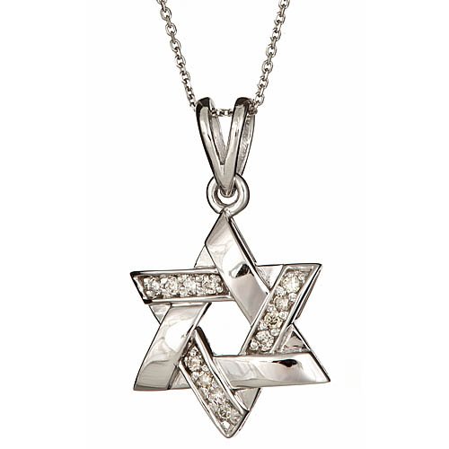 Diamond Star of David Pendant Necklace 16