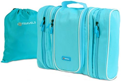 IQTRAVELS 4 in 1 Detachable Toiletry Bag For Men &amp; Women - Top Quality Big Hanging Toiletry Organizer - Best Large Hygiene Waterproof Cosmetic Bag | Included BONUS Multi-Use Shoe Bag.(Turquoise)
