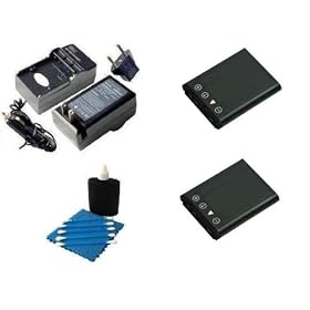 SaveOn 2 Pack Battery and Charger Kit includes Two High Capacity Replacement Casio NP-80 Batteries + Rapid Power Battery Charger + 3 Piece Cleaning Kit for Exilim EX-G1, EX-H5, EX-S5, EX-S6, EX-S7, EX-S8