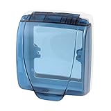 uxcell 壁スイッチソケット防水ボックス　プラスチック製　ブルー　ホワイト　77mm x 77mmソケットパネルスイッチ用