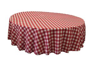 LA Linen â„¢ 90-Inch Round Polyester Checkered Tablecloth / Pack of 1 / White and Red