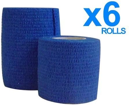 Cohesive Bandage, Blue 7.5cm x 4.5m Pack of 6 by CMS Medical