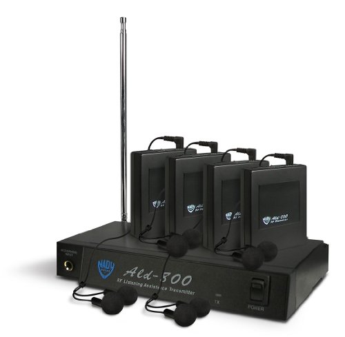 Brand New Nady Ald-800 Aa Assistive Listening System Includes 4 Wireless Ear Buds 4 Receivers Transmitter Power Supply and More **300 Foot Range**