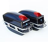 Brand New Black Motorcycle Hard Saddlebags with Brake Lights