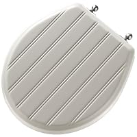Mayfair 29CP Sculptured Molded Wood Toilet Seat with Chrome Hinges, Round, White Wood