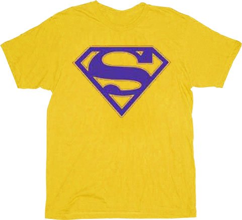  Superman Purple Shield Logo Gold Adult T-shirt Tee