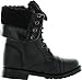 Kids Foldable Cuff Fur-Lined Lace Up Mid-Calf Combat Boots