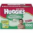 HUGGIES Naturally Refreshing Baby Wipes With Cucumber & Green Tea, 1000 Count, Bonus pop-up tub &