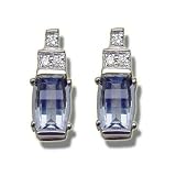 .09 CT 7X5 BARREL CUT AQUA EARRING