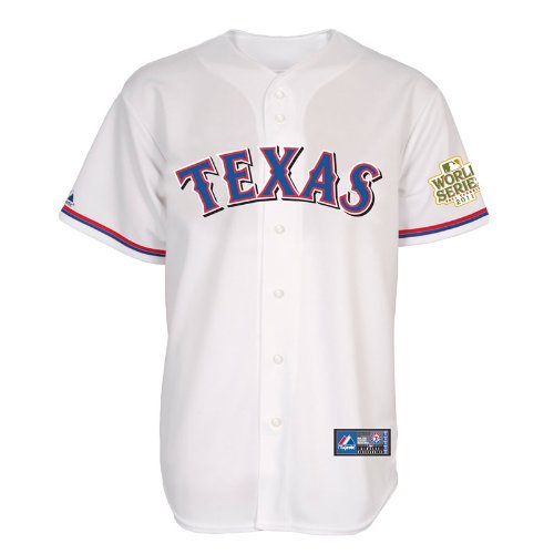 MLB Men's Texas Rangers Josh Hamilton Replica Player Jersey With World Series Patch Fall 2012 (White, Medium)