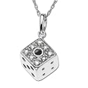 10k Choice of White or Yellow Gold Diamond Lucky Dice Pendant