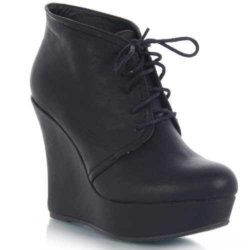 Bamboo Ceasar-24 Lace-up Wedge Bootie