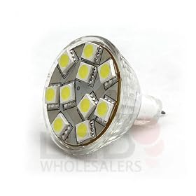Brightest MR11 12 Volt AC DC 10 5050 SMD LED Bulb Wide Angle 140 Lumen 2.1 Watt, Warm... by LED Wholesalers