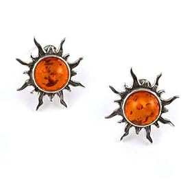 Sun Amber and Sterling Silver Stud Earrings Sun Amber and Sterling Silver Stud Earrings