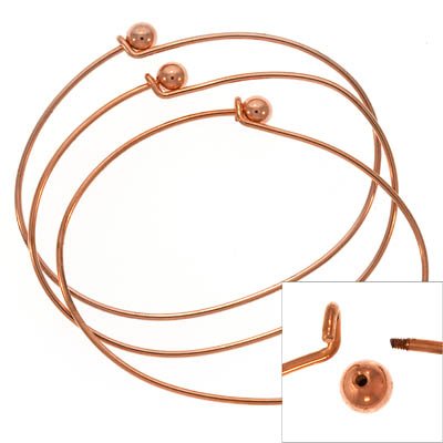 Copper Plated Wire Beading Bracelet With Ball - Add A Bead (3 Bracelets)